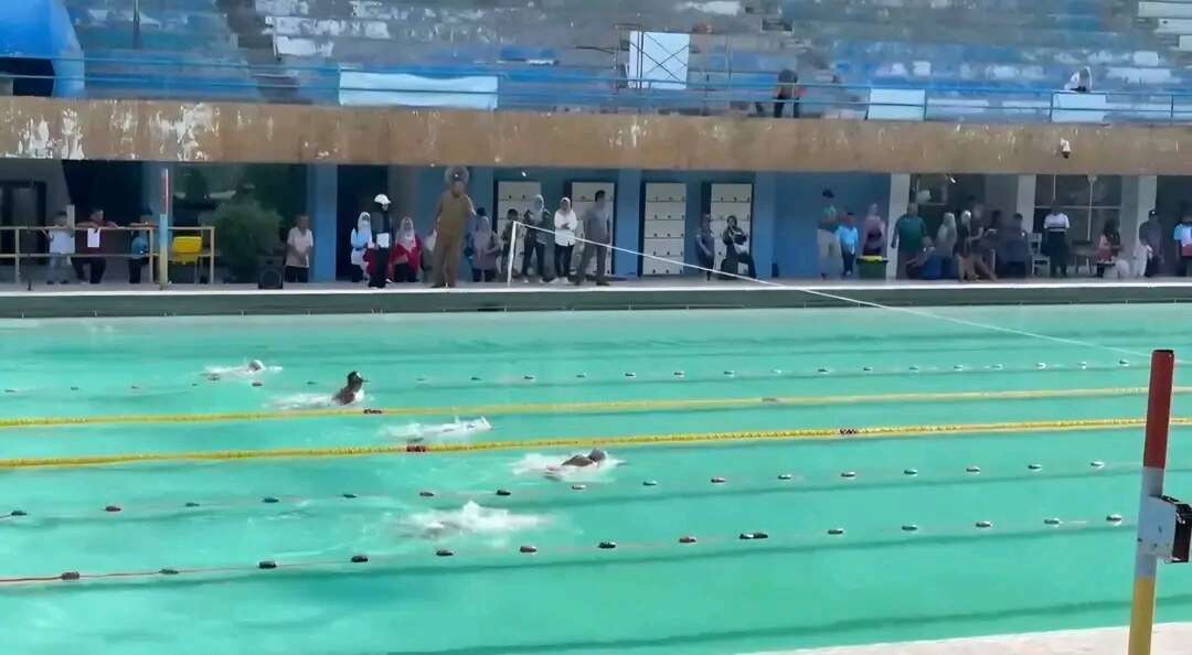 Atmosfer kompetisi memanas di cabang olahraga (cabor) renang yang digelar di Kolam Renang Teratai, Kawasan GOR H. Agus Salim, Padang, Selasa (19/5/2026).